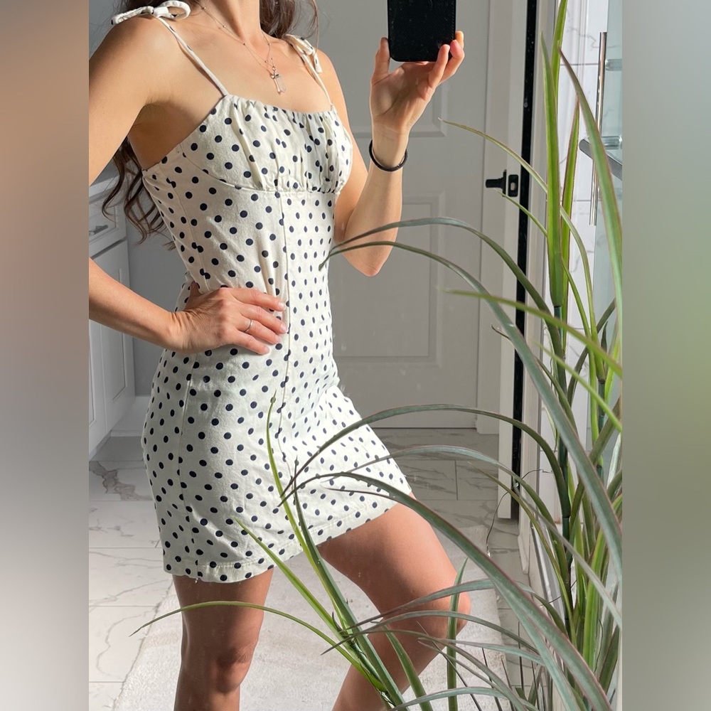 Monteau Black and White Spaghetti Strap Mini Dress